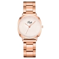 Montre minimaliste pour femme en or rose avec bracelet en métal et cadran Tadi - Blanc