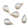 Golden teardrop shell pendants with iridescent mother of pearl inlay for jewelry making - 17mm White Shell Teardrop