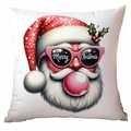 Christmas pillow cover with Santa Claus blowing bubbles print for home sofa decor - Style 9 / 18*18in/No Insert