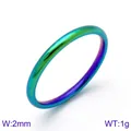 2mm iridescent stainless steel minimalist band ring available in sizes 6 to 11 - Rainbow