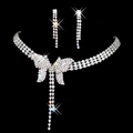 Silver bridal jewelry set with butterfly tassel necklace and rhinestone earrings - TL148/Butterfly Design Tassel Style