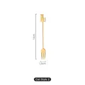 Golden 304 stainless steel dessert fork with Style 2 cat silhouette handle, 14cm long - Gold Sitting Cat Fork