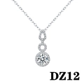 Macro detail of platinum plated silver pendant featuring brilliant cut zircons and fine chain - Style DZ12 [2 Carat, No Chain]
