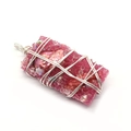Ciondolo rettangolare in resina rosa con perla e filo d'argento per gioielleria - Stile Griglia di Pietra Frantumata Rosa (4)