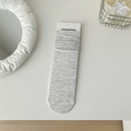 Heather grey knit mid-calf socks for women in soft cotton blend with brand tag - One Size / Grey-Beige