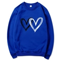 Felpa girocollo blu scuro a maniche lunghe con motivo a cuore in stile minimalista - S / Graffiti a Doppio Cuore / Blu