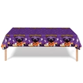 Halloween Tischdecke in Lila mit schwarzen Katzen, Kürbissen und Fledermausmotiven für Kinder - Schwarze Katze Halloween Tischdecke (137*274cm)