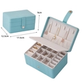 Light blue faux leather jewelry box with two layers and dimensions 17.5 x 12.5 x 9cm - Mint Green