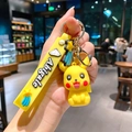 Cute yellow Pikachu silicone keychain with Abigale branded wrist strap and gold metal clasp - B353-1 Pikachu / Large