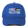 Casquette de baseball bleu marine Free Palestine avec broderie blanche et drapeau - Réglable / Bleu Royal