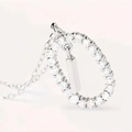 Elegante collana in argento sterling 925 con zirconi brillanti e ciondolo a barra - Stile Lettera I con Cornice Ovale Incastonata di Strass / 40-50cm Regolabile / Oro bianco