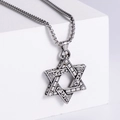 Vintage stainless steel Star of David pendant necklace with intricate Celtic carvings - Steel Color Pendant (With 60cm Chain)