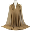 Solid khaki pearl chiffon long scarf wrap for women shown on a fashion mannequin - Brown