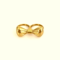 Fashionable double-finger gold bow ring made of polished titanium steel for women - US 8 / Gold