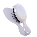 Detail view of pearl white oval air cushion hairbrush with black massage bristles - Phantom Electroplated White