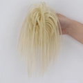 Messy bun hair claw clip extension in light blonde synthetic fiber with long loose strands - Light gold