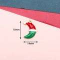 Christmas DIY alloy green moon pendant with red hat and gold border 18x14mm - Red and Green Moon