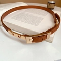 Chic caramel brown waist belt with a designer gold buckle on a vintage book - 60# Waist Chain - Light Coffee
