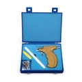 Golden ear piercing gun kit with pen and tweezers in blue portable storage box - Yellow Set