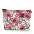 Detailed macro view of a floral linen toiletry bag featuring vibrant watercolor flower patterns - Watercolor Floral