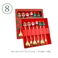 Christmas spoon and fork set with Santa and reindeer silicone charms in a gift box - No.8 - 6PCS Red Box Set / Gold