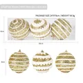 Set of 3 creative 8cm gold and white striped foam Christmas ornaments in box - 8cm / Gold