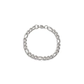Classic silver Figaro chain bracelet in stainless steel with a lobster clasp closure - Width 7mm / 17cm / Steel