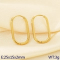 Minimalist gold oval geometric earrings with 25x15x2mm dimensions and 3g weight details - U-Shape (KE117990-KC) / Gold