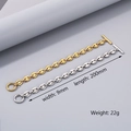 Bracciale a maglia chicco di caffè in oro e argento con chiusura OT per uomo e donna - Catena a Muso di Maiale / Color Acciaio