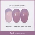 Vernis gel translucide violet #14 montrant les effets de 1, 2 et 3 couches de vernis - 14# Teint Translucide