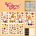 6 sheets of Thanksgiving window clings with gnome pumpkin and maple leaf static designs - Type A (Set of 6 Sheets) / 20*30cm