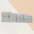 Light gray velvet jewelry pouches with snap button closure in four size variants - Snap Button Style / 7*7cm / Gray