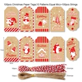 100pcs kraft Christmas gift tags with 10 festive patterns and mixed hanging strings - MC6-40 Style / 100 Pieces/Pack