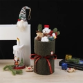 Christmas bouquet with plush bear and deer inside green socks with red merry ribbon - Green Velvet + LED Light