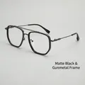 Montatura per occhiali aviator a doppio ponte in grigio canna di fucile nero in metallo - Montatura Nero Canna di Fucile