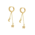 Goldene S925 Silber-Ohrringe mit hängendem Mond, Sternenanhänger und funkelndem Zirkonia - Gold (Stern & Mond)