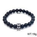 Agate and lava stone beaded bracelet featuring letter M charm and 8mm black beads - Letter M Style (KB122536-Z) / 8mm
