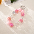 Pink and silver acrylic beaded chain with metallic ring for phone case or keychains - K1543 Electroplated Pink Beaded Pendant