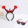 Kids ladybug costume set with a red crown headband and themed sunglasses for parties - Red Ball Crown Headband + Red Glasses Short Antenna