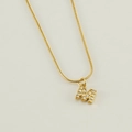 Gold snake chain necklace featuring a crystal-encrusted letter M initial pendant - Letter M / Gold