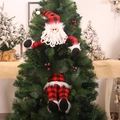 Weihnachtsbaumspitze Weihnachtsmann aus Plüsch im rot-schwarzen Karo für die Deko - L-SD23 Weihnachtsmann Baum-Hugger-Set