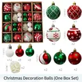 Christmas ball ornament set in red, green, and white with assorted patterns and pinecones - Red Green White / 44pcs Set