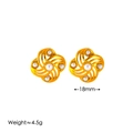 Detail of gold swirl earrings with white pearls, measuring 18mm and weighing 4.5g - Stud Earrings / Gold