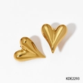 Boucles d'oreilles cœur creux poli en finition dorée en acier inoxydable pour femme - Or (KDE2293)