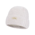 Gorro de punto acanalado beige para hombre con etiqueta metálica dorada STUDIO - Beige