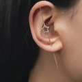 Gold star ear crawler earring with sparkling zircon pavé for a minimalist look - Star Style (DZ-699)