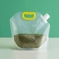 Sacchetto trasparente per cereali con manico giallo e tappo a vite bianco per alimenti - Capacità 1500g / Con Maniglia