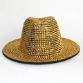 Sparkling gold rhinestone wide brim sun hat for women with luxury crystal embellishments - Gold Yellow