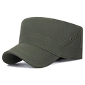 Classic army green tactical flat top cap made of durable canvas with metal eyelets - Adjustable / Army Green