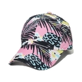 Casquette de baseball imprimé tropical et léopard avec visière courbée en rose et bleu - Base Rose Imprimé Feuille de Palmier et Léopard